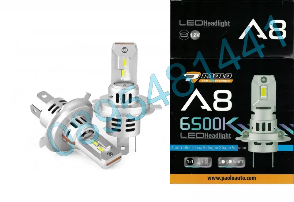LED крушки A8 - H4 - 6500K - 12V/36W, к-т/2бр/
