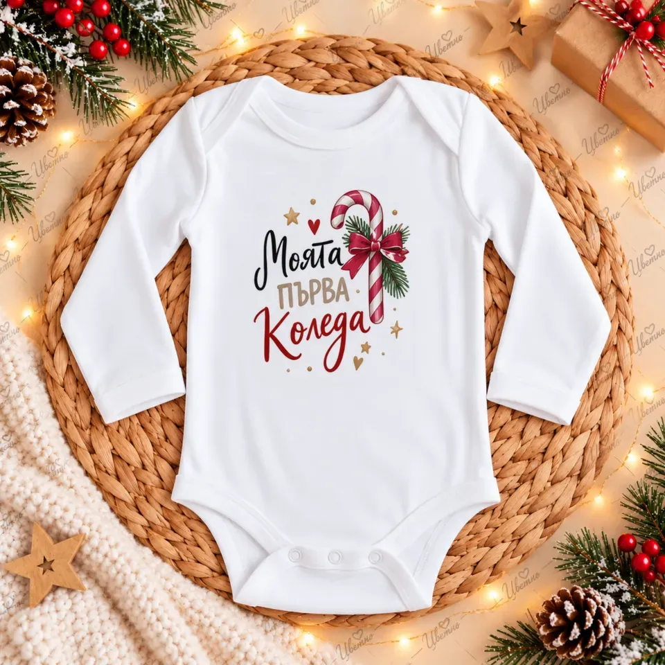 Бебешко боди „Моята първа Коледа“ 🎄 Коледно боди за бебе | Подарък