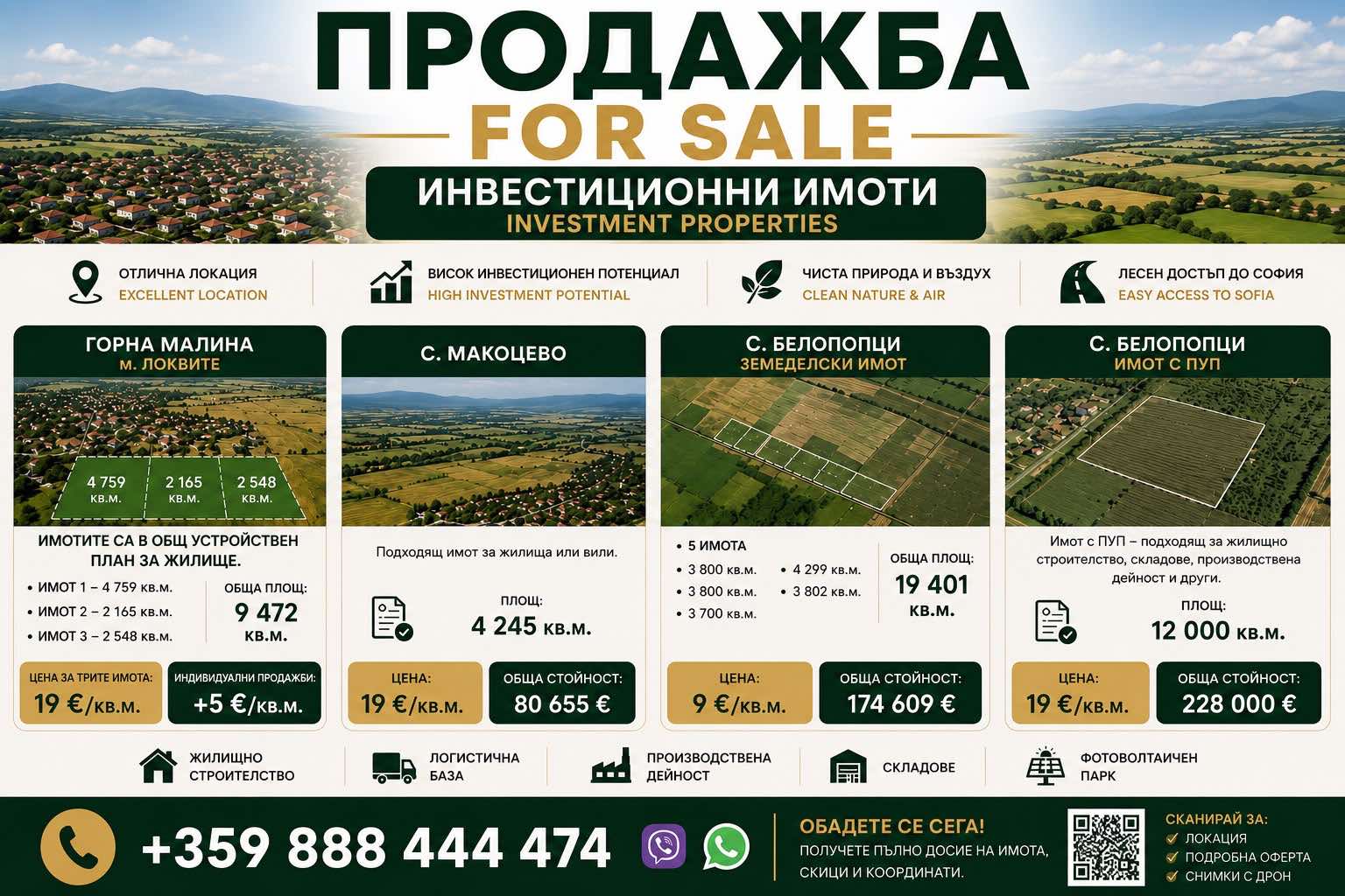 Продава парцел,обл.София,с.Белопопци