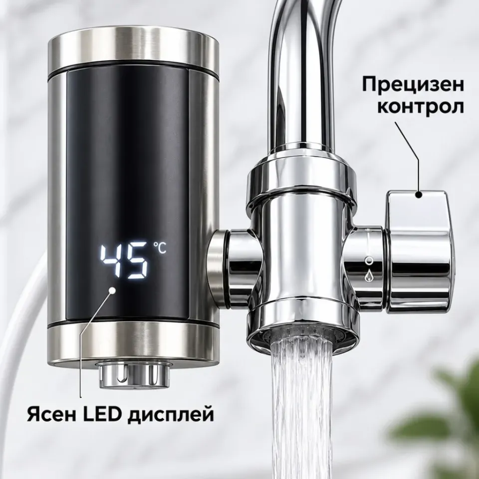 Проточен електрически нагревател за вода с LED дисплей 3000 W