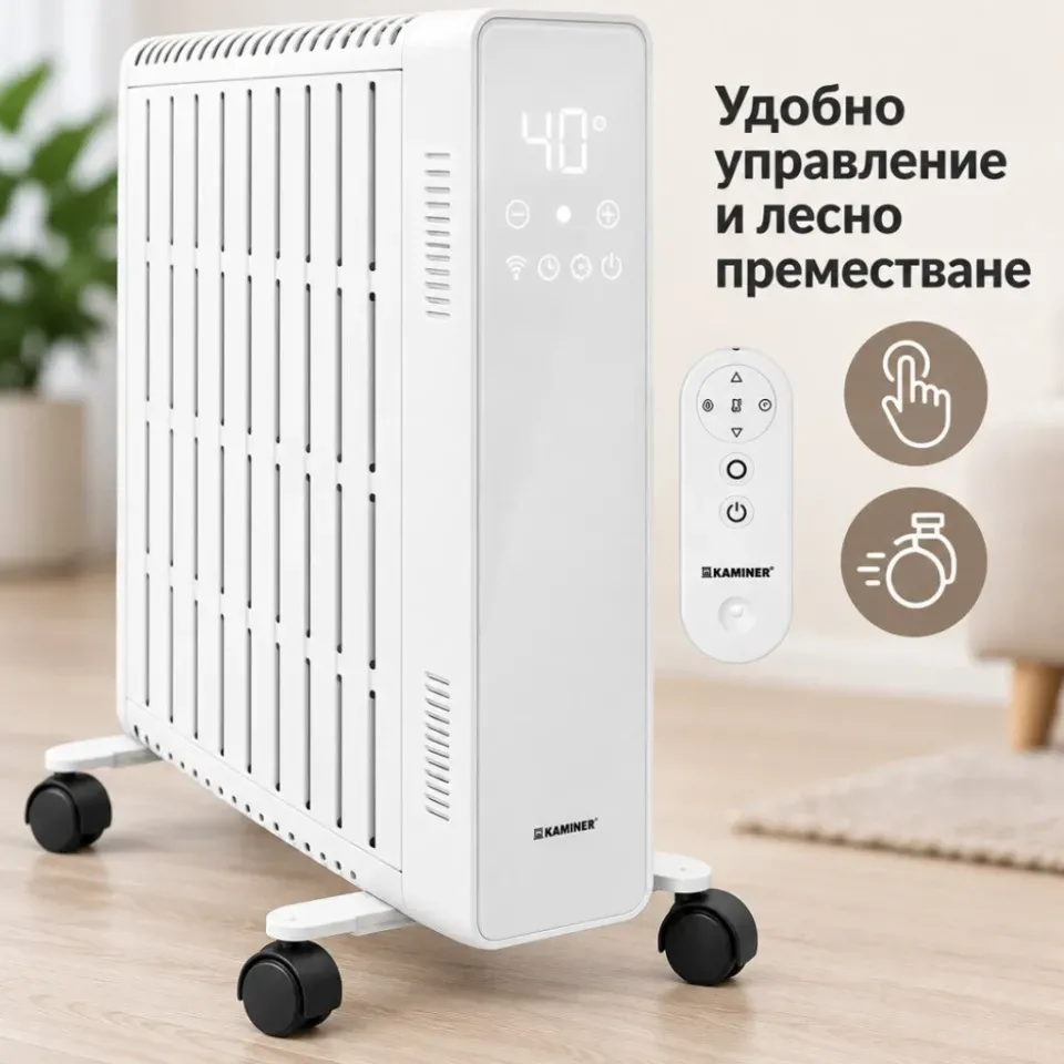 Маслен радиатор KAMINER Arvell 2500 W с WiFi – черен или бял