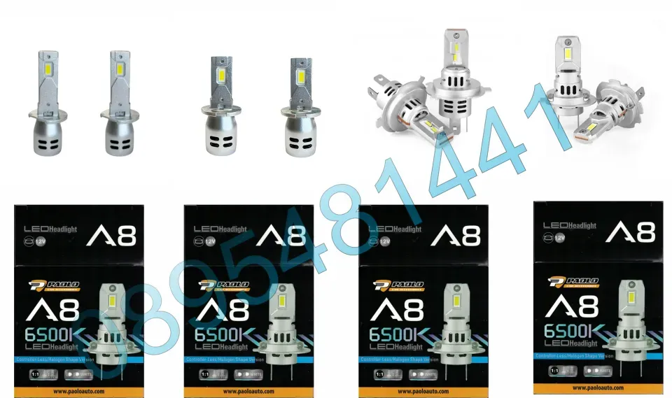 LED крушки A8 - H1/H3/H4/H7/H15 - 6500K - 12V/36W, к-т/2бр/